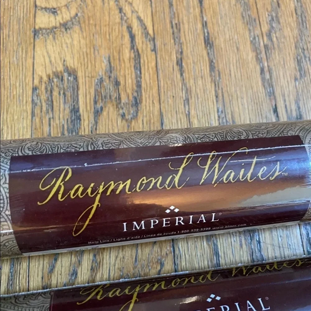 3 Rolls RAYMOND WAITES IMPERIAL WALLPAPER 56.08 FEET each TAN DOUBLE ROLL VINYL